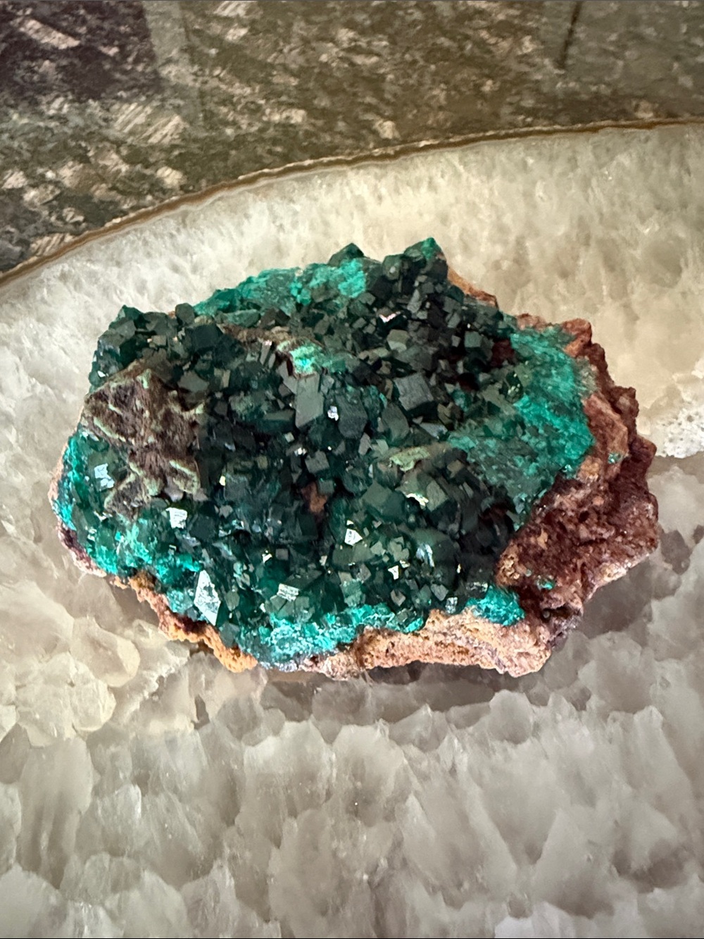 Rare high quality large Vibrant Green Dioptase Mineral Specimen